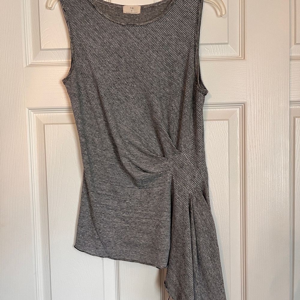 T.la Anthropologie Linen Blend Asymmetrical Sleeveless Top Size S